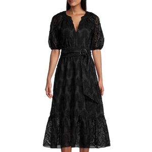 Shoshanna Caricia Embroidered puff sleeve dress blue Size 6